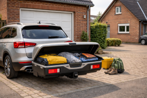 Trekhaak koffer kopen: 7 punten waar je op moet letten (inhoud, laadvermogen, kantelfunctie en verbruik) + top keuzes per type auto
